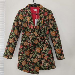 Lovers + Friends Floral Brocade Metallic Thread mini dress